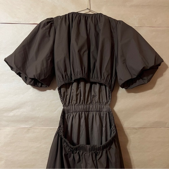 Meet Me in Santorini | NWT Ashley Poplin Cutout Maxi Dress Puff Brown Size S - Picture 10 of 12